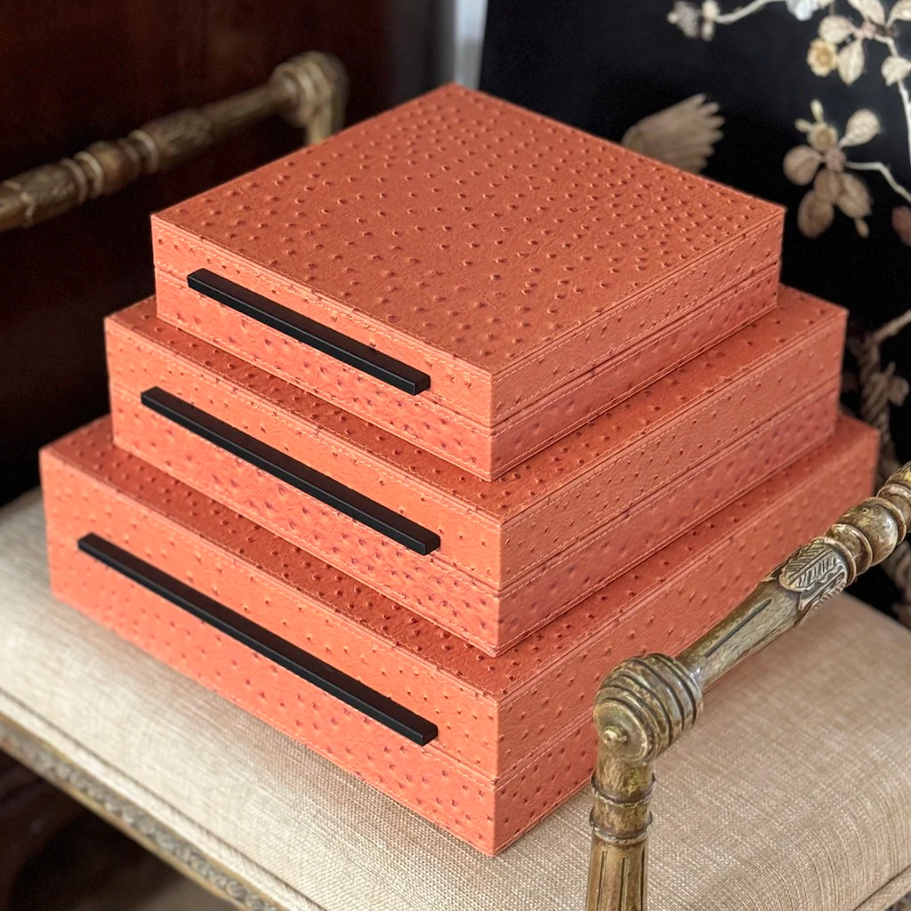 Faux Ostrich Leather Storage Boxes - Image 4