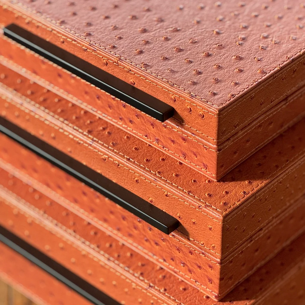 Faux Ostrich Leather Storage Boxes - Image 5