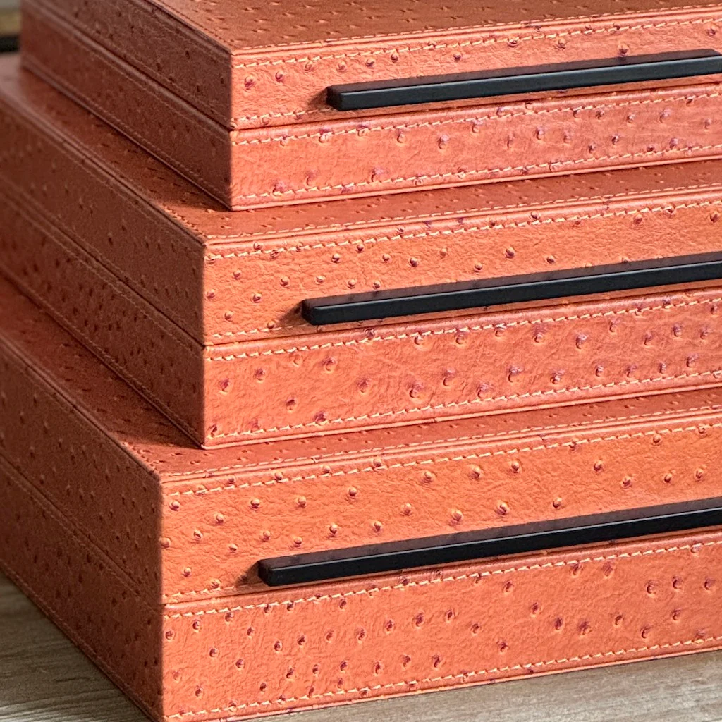 Faux Ostrich Leather Storage Boxes - Image 6