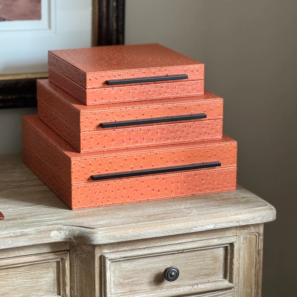 Faux Ostrich Leather Storage Boxes - Image 7