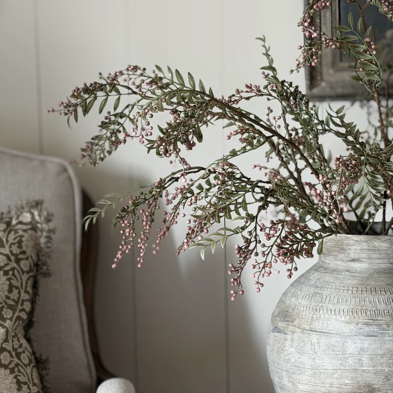 Faux Pink Sorbus Berry Spray