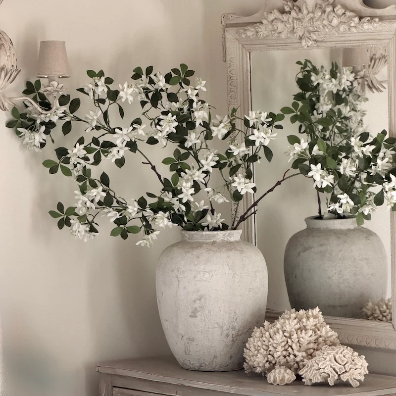 Faux White Honeysuckle Branch Stem