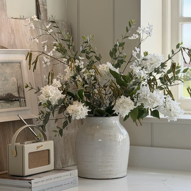 Faux White Lilac Springtime Bouquet - Image 3
