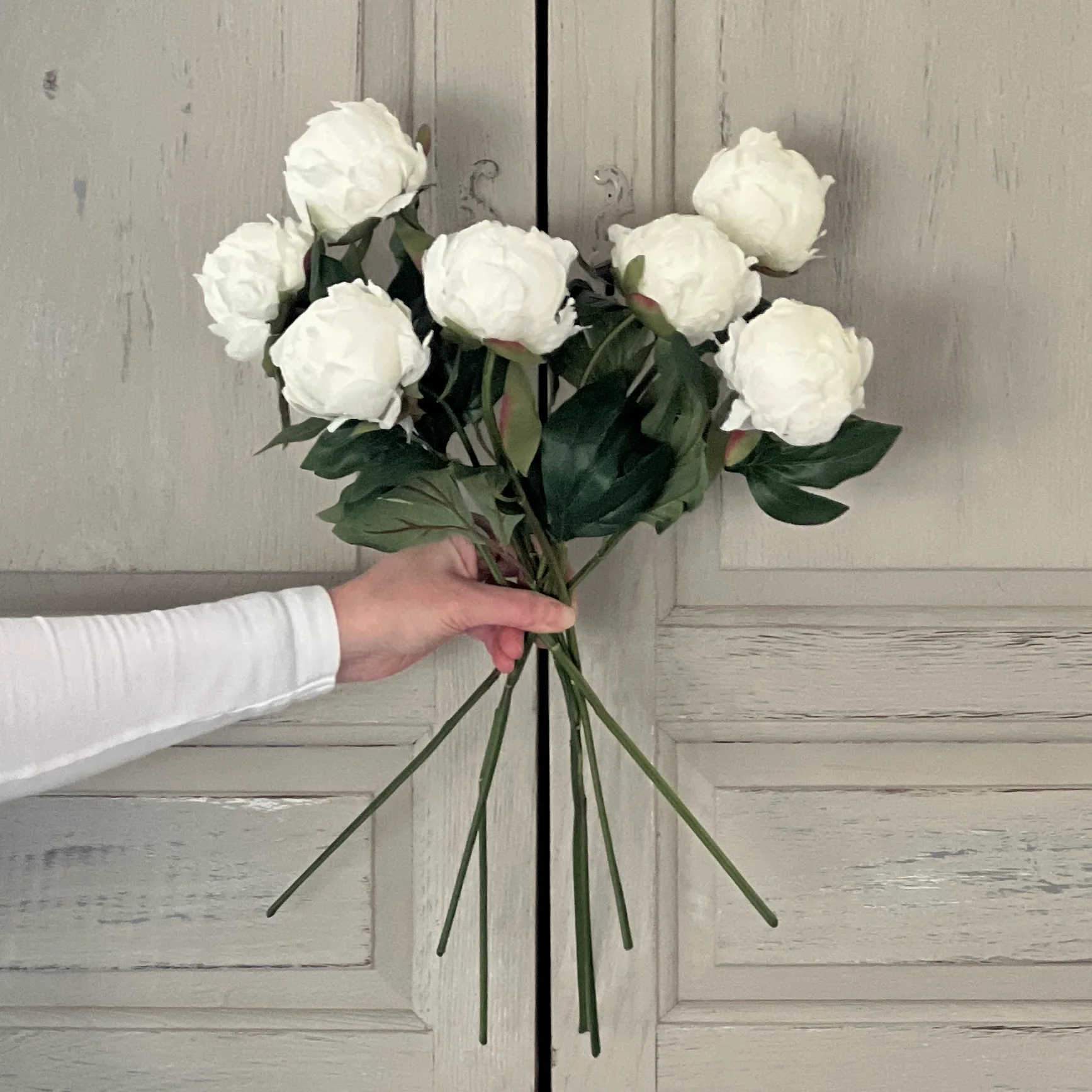 Faux White Peony In Bud - Image 3