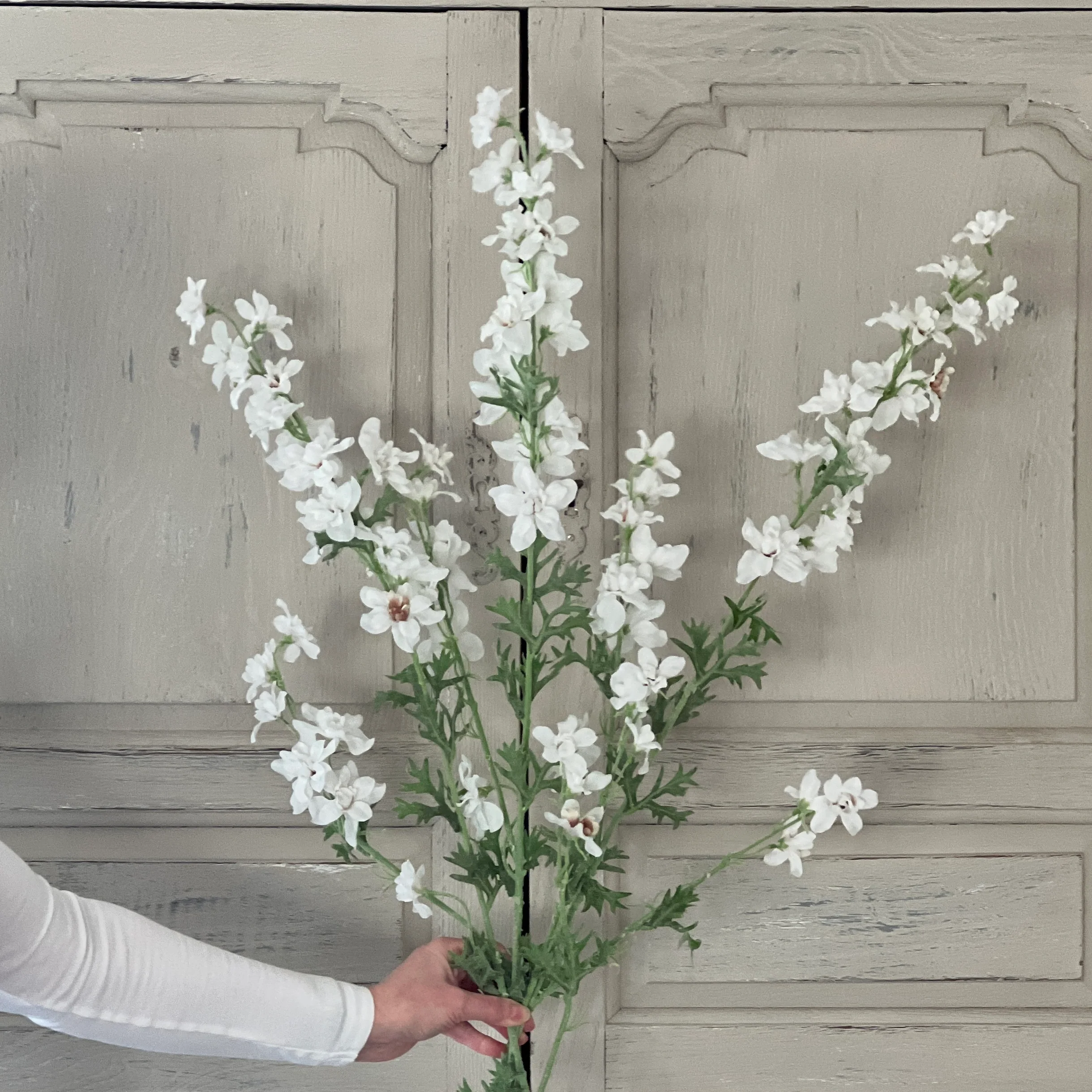 Faux Wild White Delphinium Spray - Image 5