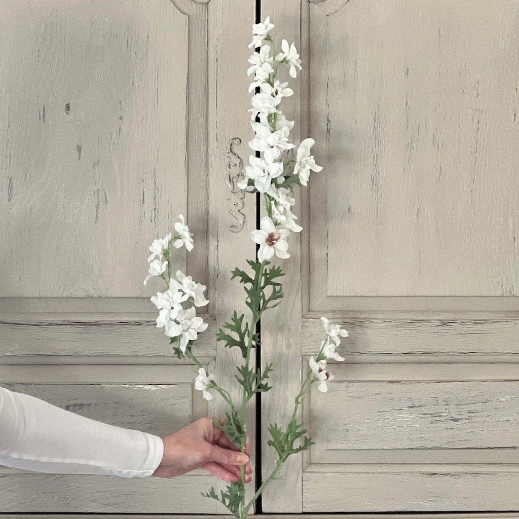 Faux Wild White Delphinium Spray - Image 6