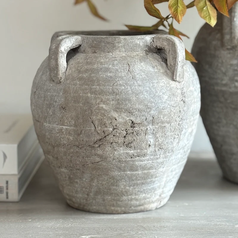 Flatford Rustic Limestone Terracotta Vase - Two Sizes - Image 2