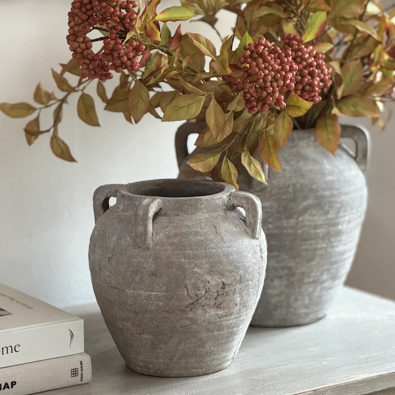 Flatford Rustic Limestone Terracotta Vase - Two Sizes - Image 4