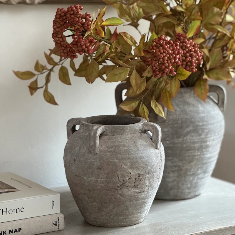 Flatford Rustic Limestone Terracotta Vase - Two Sizes - Image 6