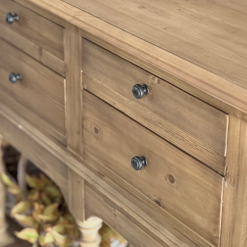 French Country Style 8 Drawer Console Table - Image 3