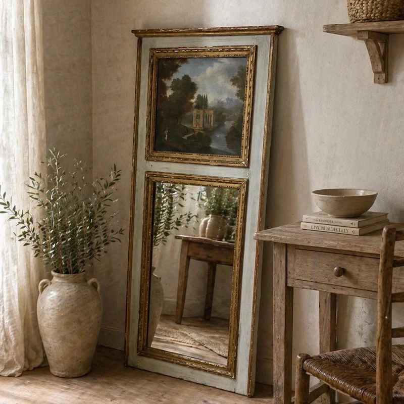 French Gilt Trumeau Mirror Early 20thC