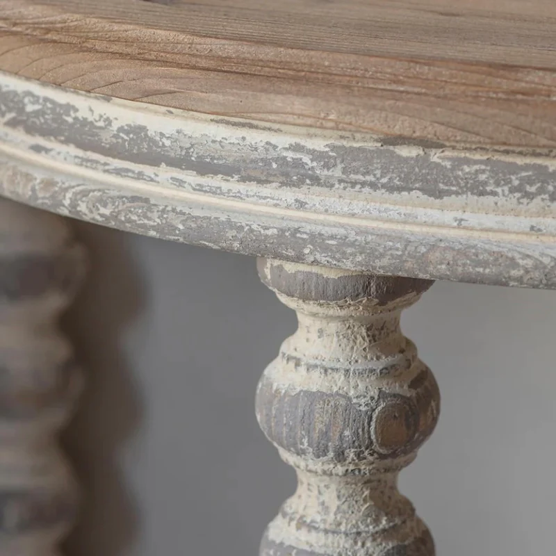 French Inspired Worn Demi-Lune Console Table - Image 3