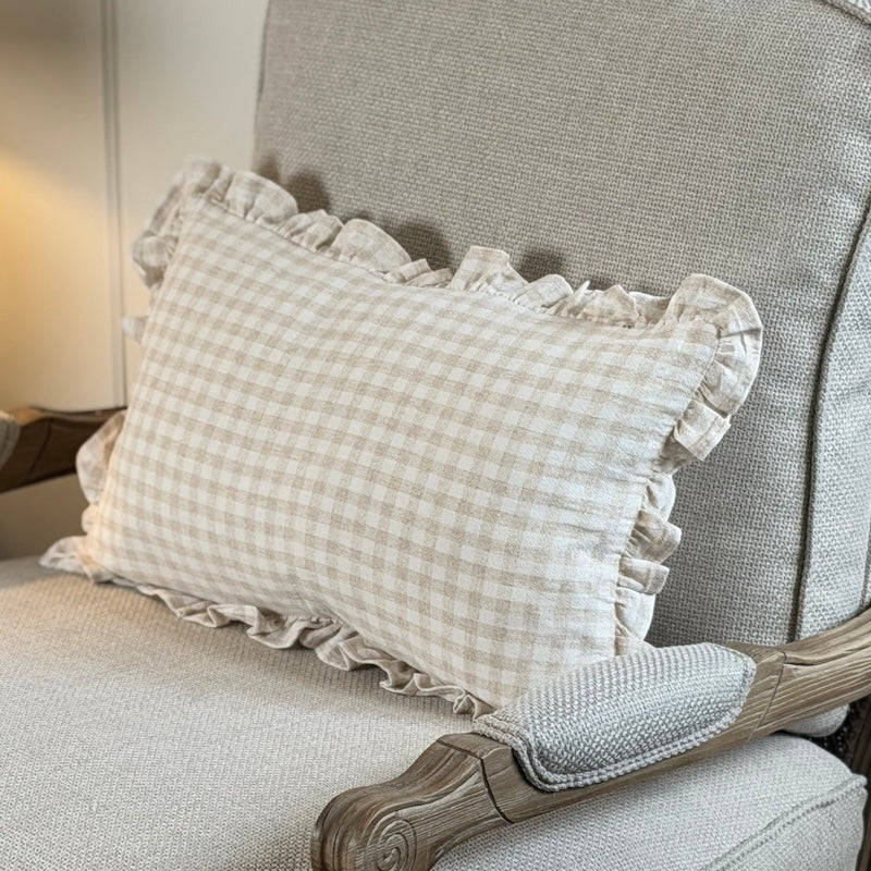 Gingham Check Cotton Cushion - Image 2