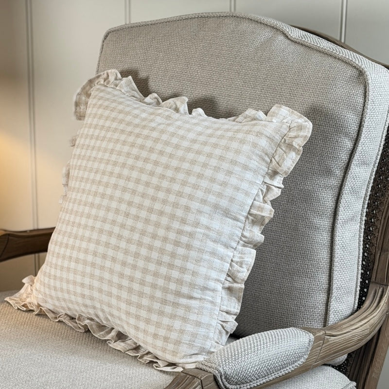Gingham Check Cotton Cushion - Image 3