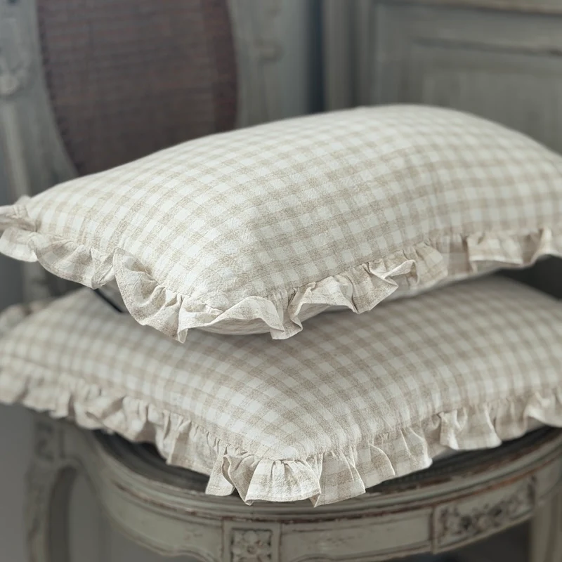 Gingham Check Cotton Cushion - Image 4