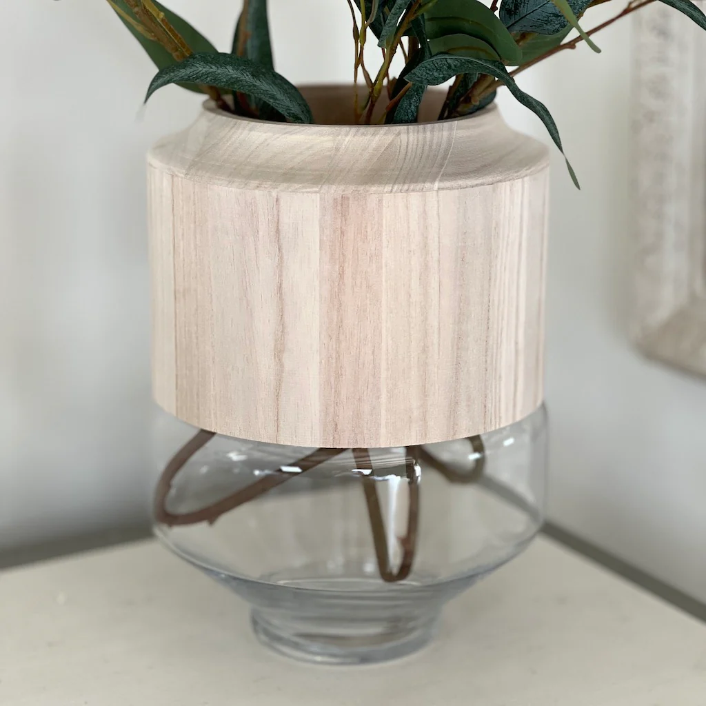 Glass Vase Wooden Sleeve - Image 3