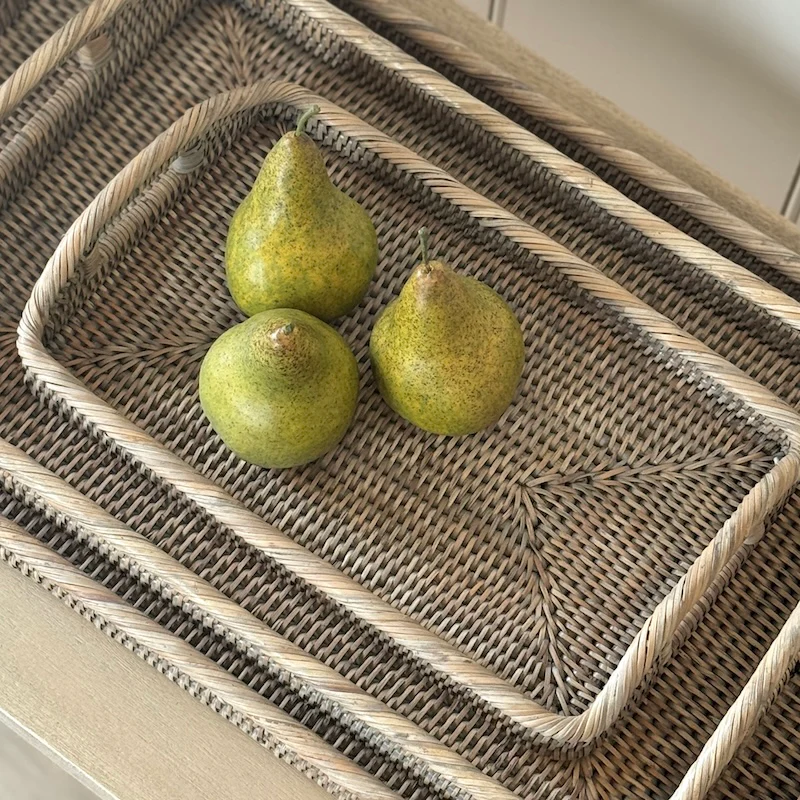 Grey Wash Rattan Oblong Morning Tray - Image 7