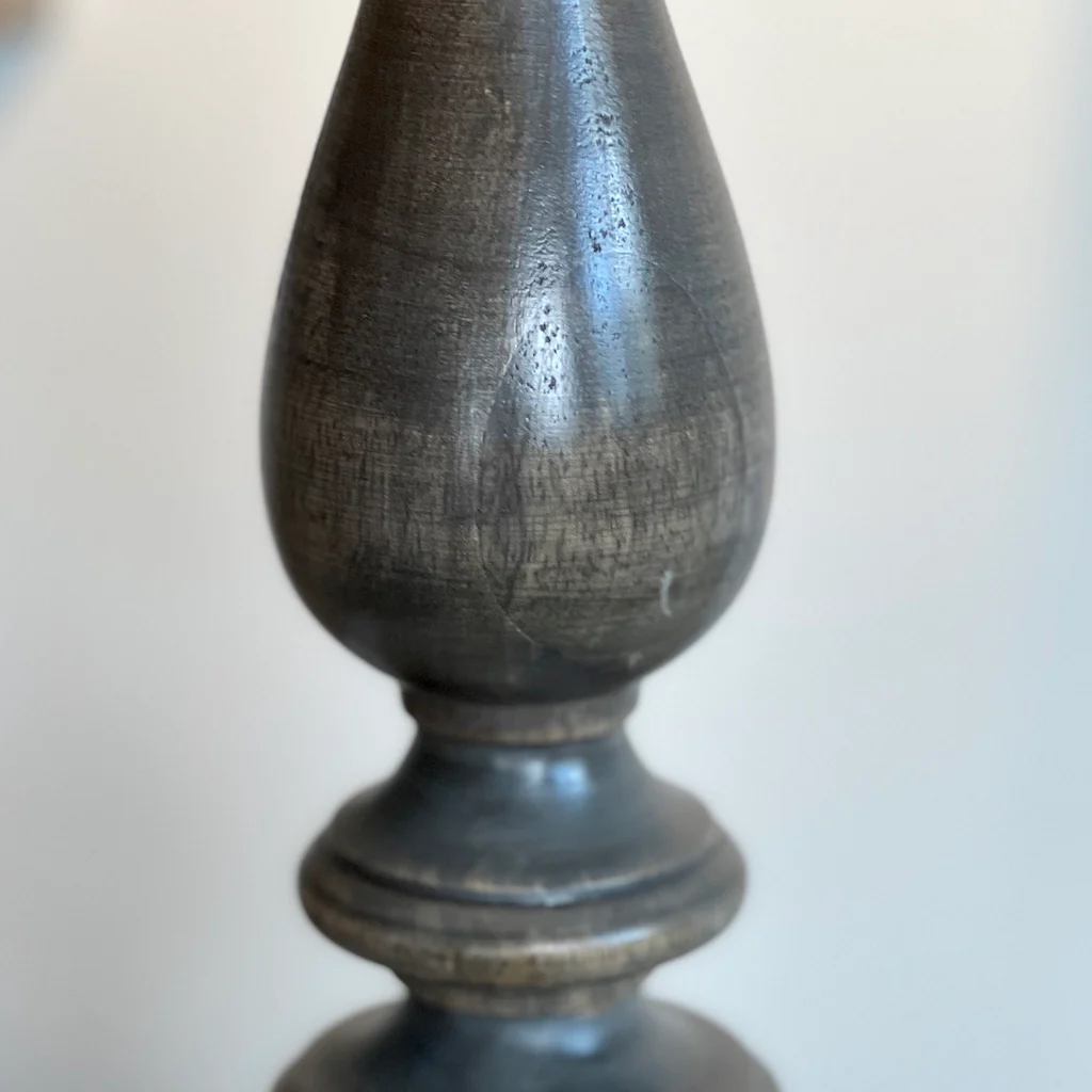 Grey Washed Turned Mango Wood Table Lamp - Image 5