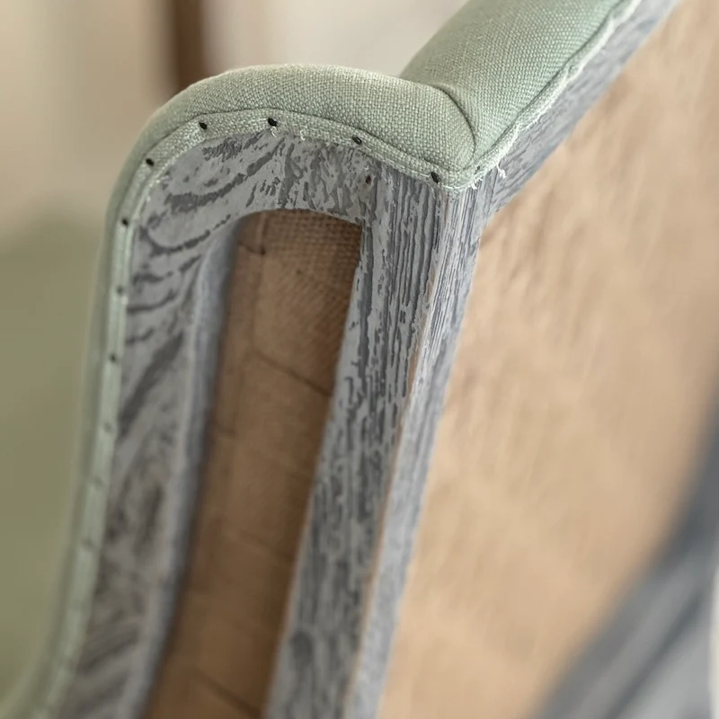 Gustavian Chair Pistachio Fabric Open Webbed - SECOND (Discount Applied) - Image 4