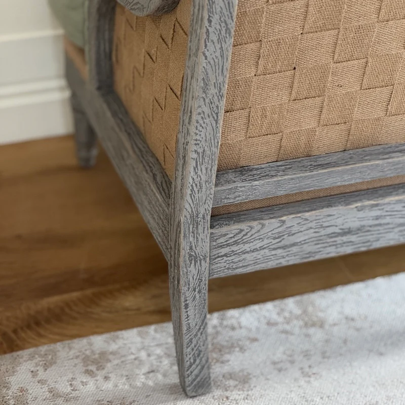 Gustavian Chair Pistachio Fabric Open Webbed - SECOND (Discount Applied) - Image 6