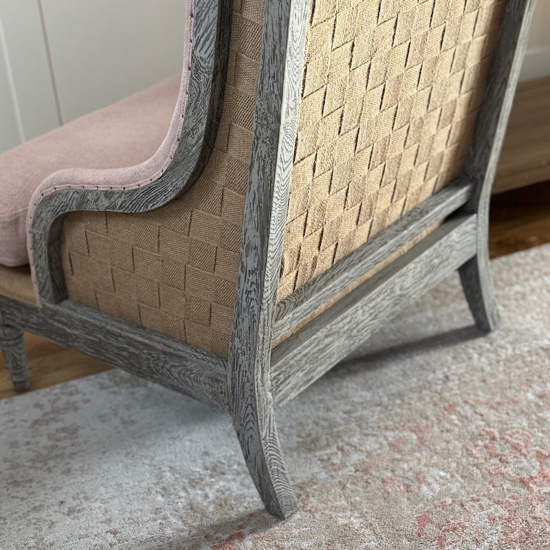 Gustavian Chair Powder Pink Fabric Open Webbed - SECOND (Discount Applied) - Image 4