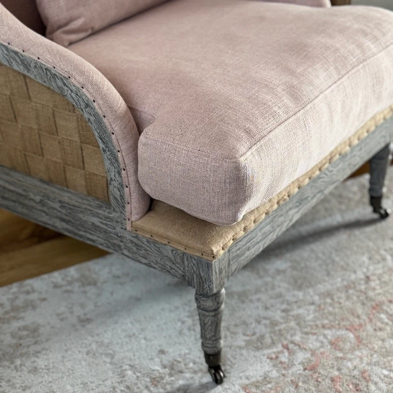 Gustavian Chair Powder Pink Fabric Open Webbed - SECOND (Discount Applied) - Image 5