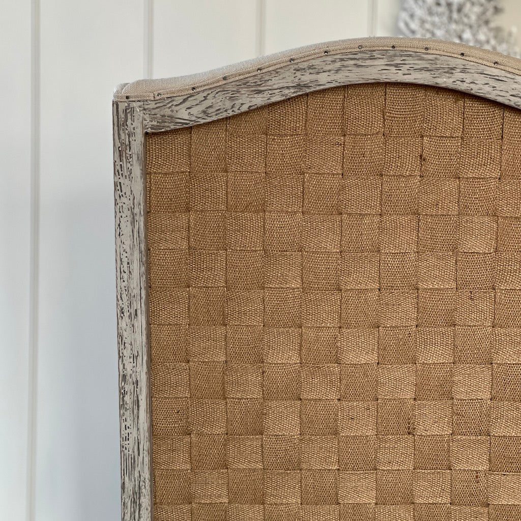 Gustavian Chair Taupe Fabric Open Webbed - Image 4