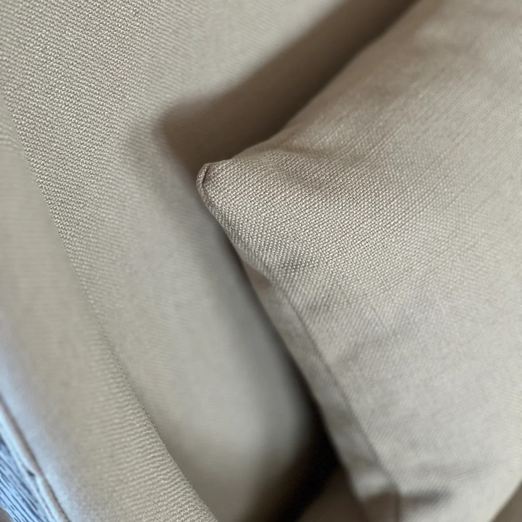 Gustavian Chair Taupe Fabric Open Webbed - Image 5