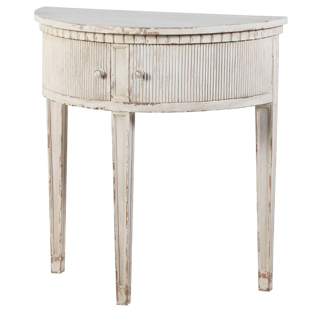 Gustavus Distressed Demi Lune Table