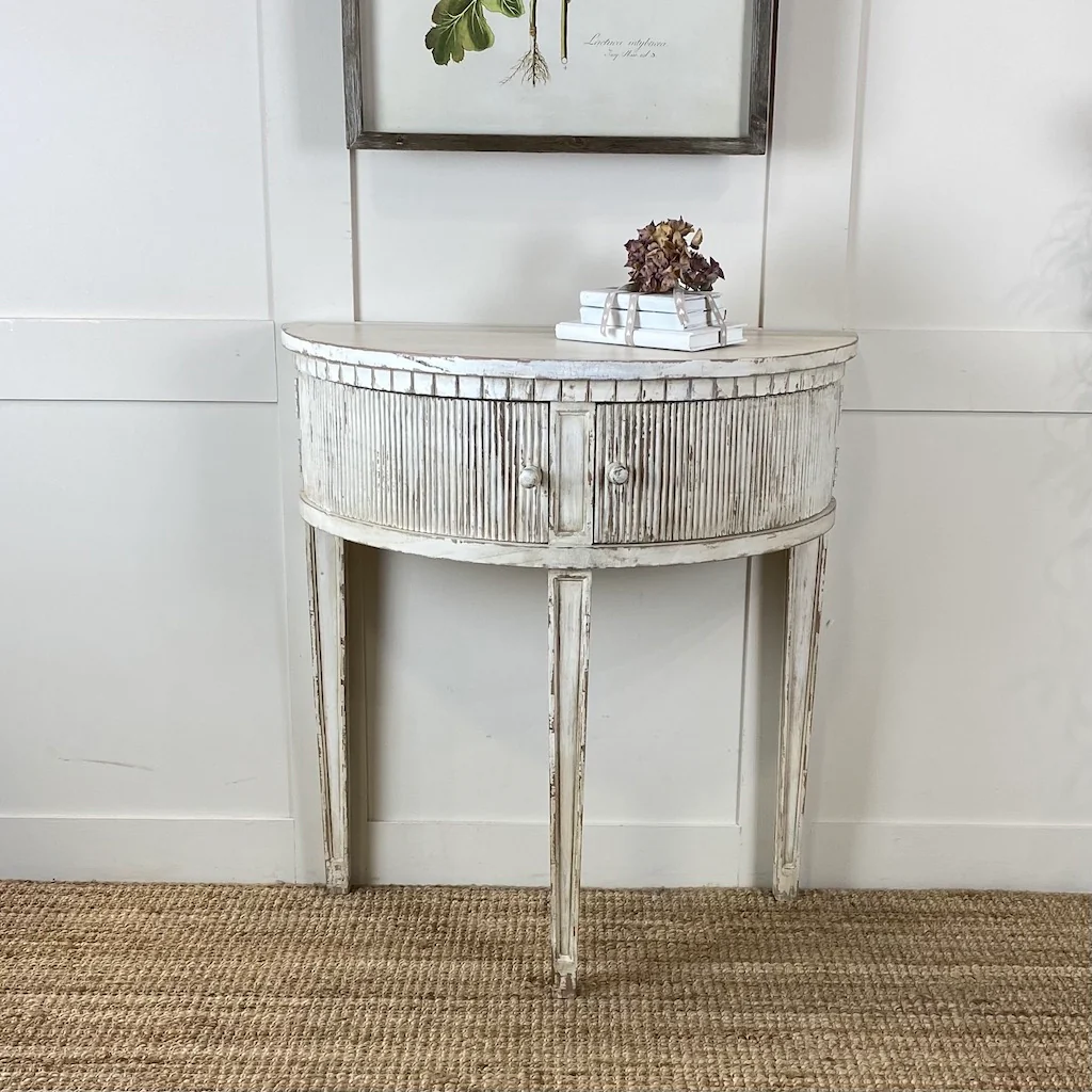 Gustavus Distressed Demi Lune Table - Image 3