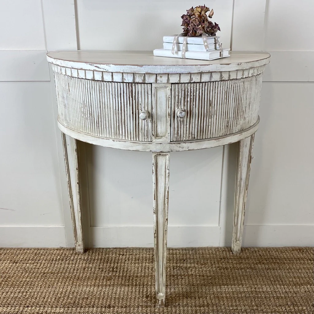 Gustavus Distressed Demi Lune Table - Image 4