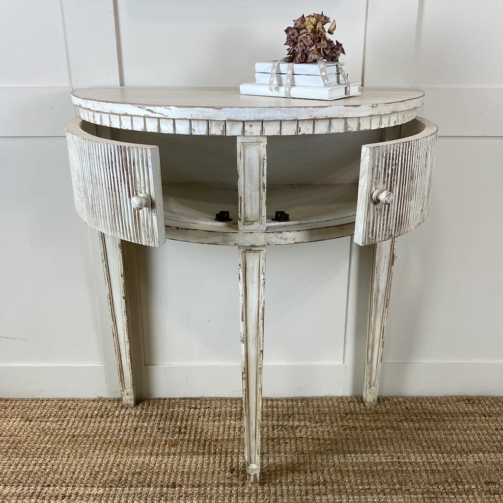 Gustavus Distressed Demi Lune Table - Image 5