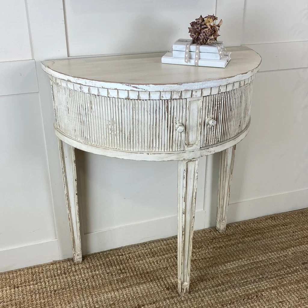 Gustavus Distressed Demi Lune Table - Image 6