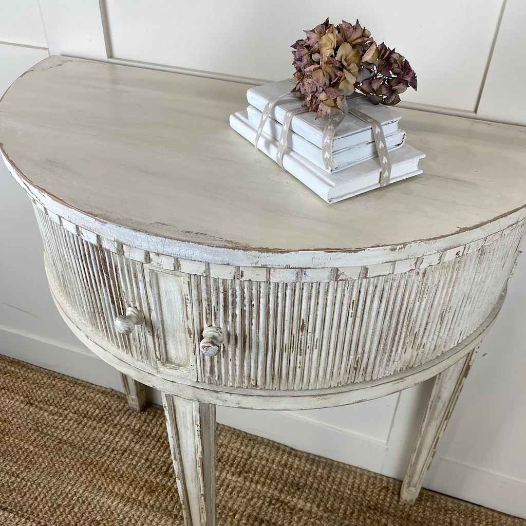 Gustavus Distressed Demi Lune Table - Image 7