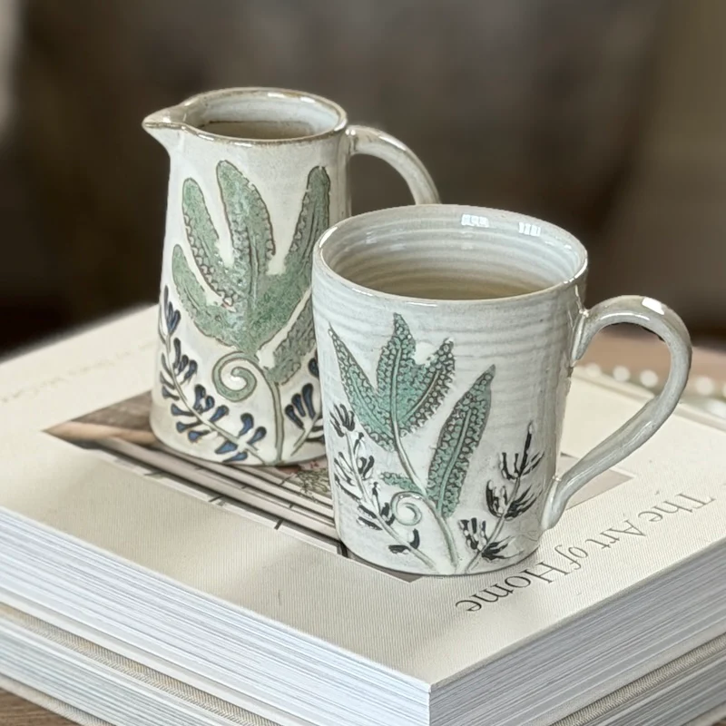 Handcrafted Botanical Stoneware Mug & Jug - Image 2