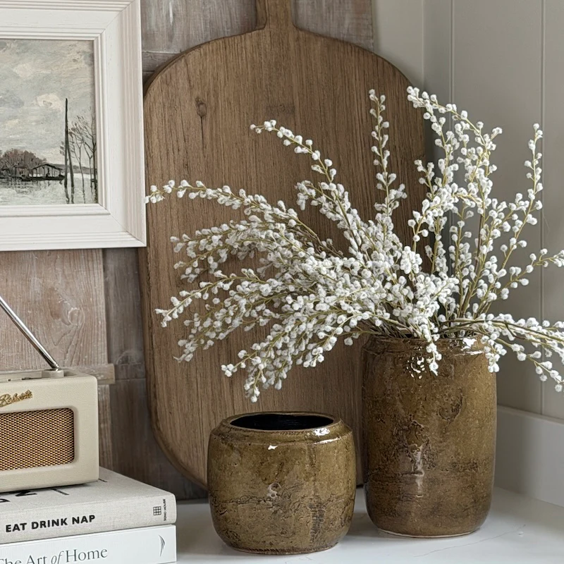 Handcrafted Glazed Olive Brown Pot and Vase Selection