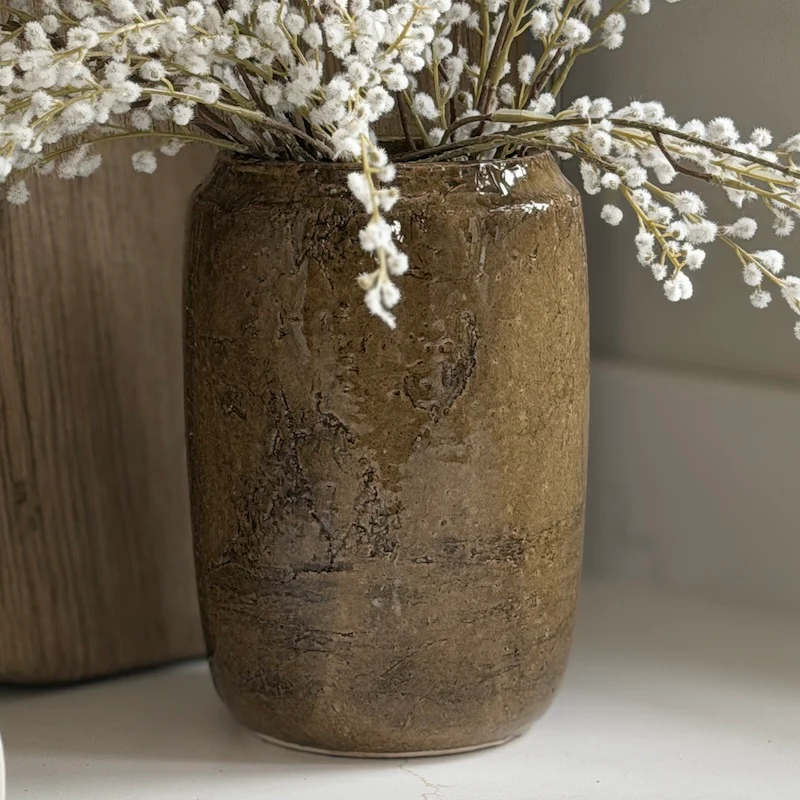 Handcrafted Glazed Olive Brown Pot and Vase Selection - Image 2