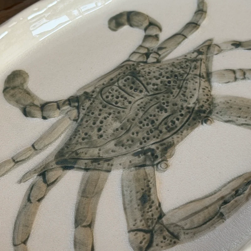 Handpainted Crab and Fish Stoneware Hadden Plates - Image 5
