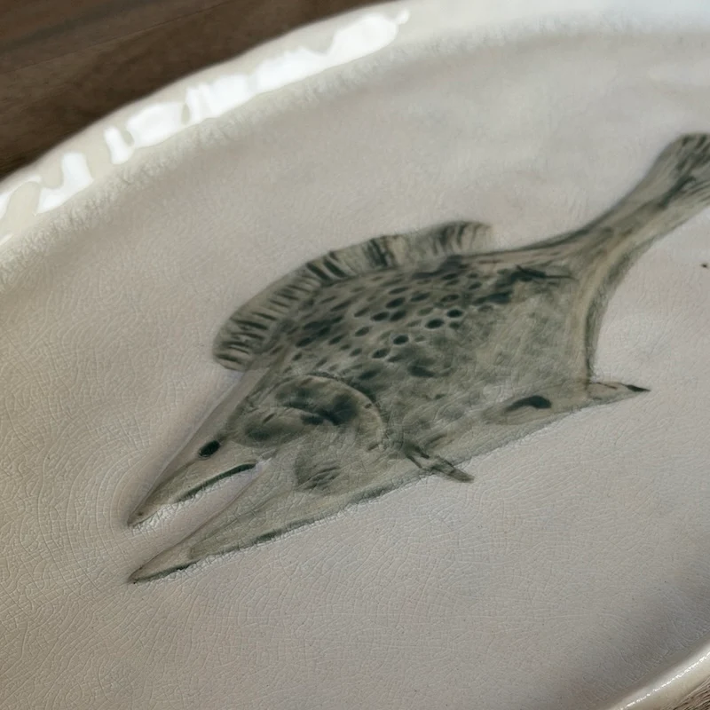Handpainted Crab and Fish Stoneware Hadden Plates - Image 6