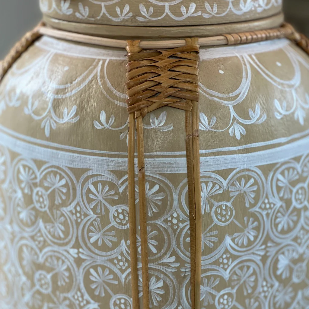 Hand Painted Rice Basket Table Lamp - Image 4
