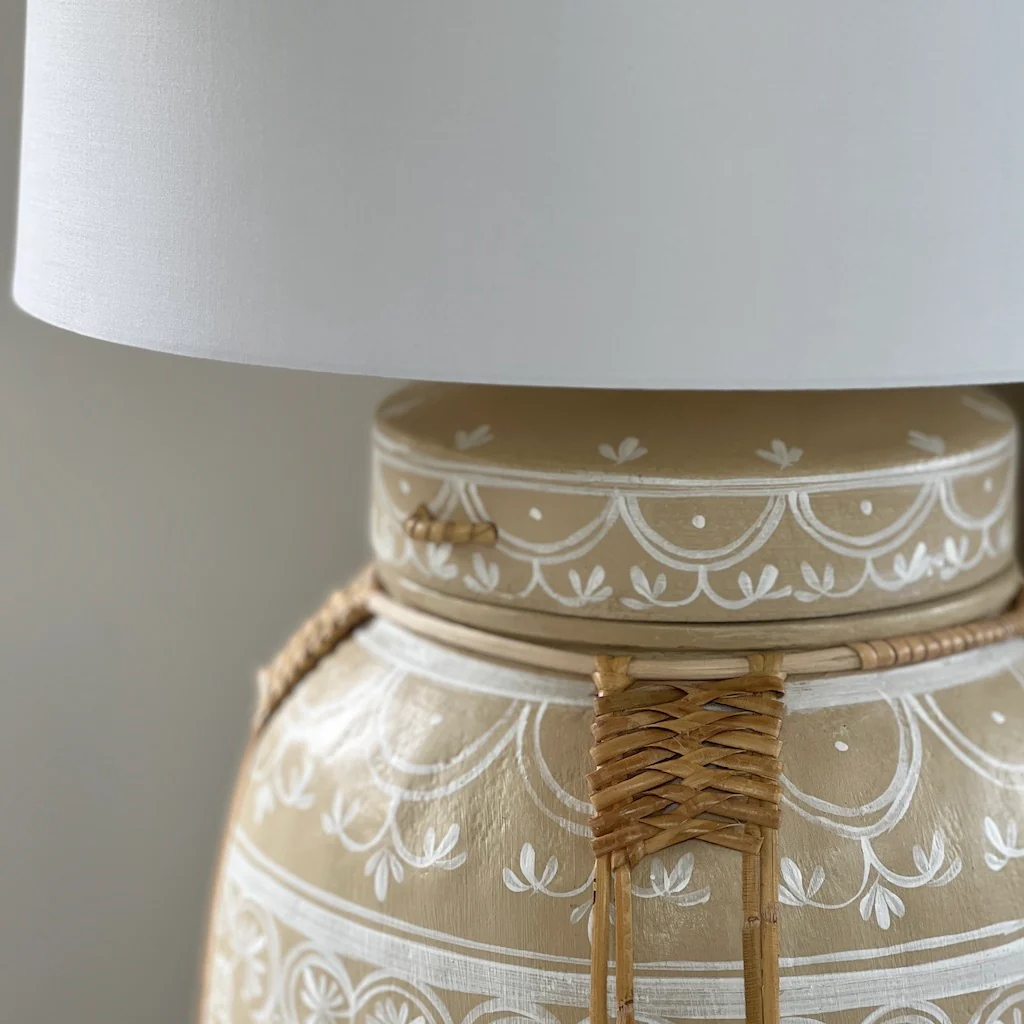 Hand Painted Rice Basket Table Lamp - Image 5