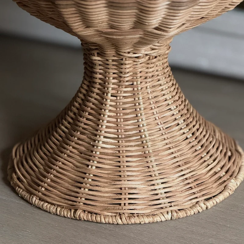 Handwoven Natural Rattan Footed Goblet - Image 2