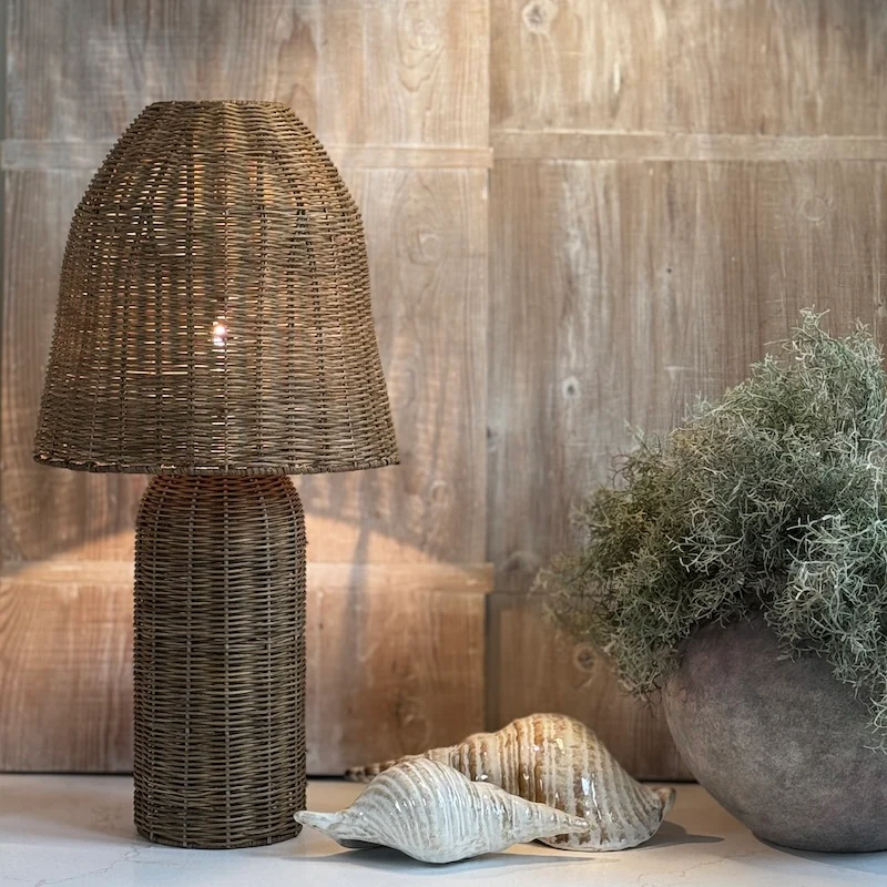 Handwoven Rattan Dome Table Lamp