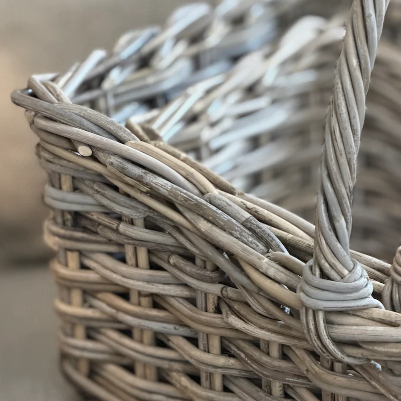 Handwoven Rectangle Wicker Baskets with Hoop Handle – Rustic Storage Set - Image 2