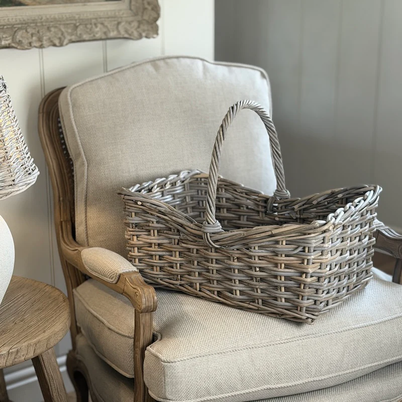 Handwoven Rectangle Wicker Baskets with Hoop Handle – Rustic Storage Set - Image 4