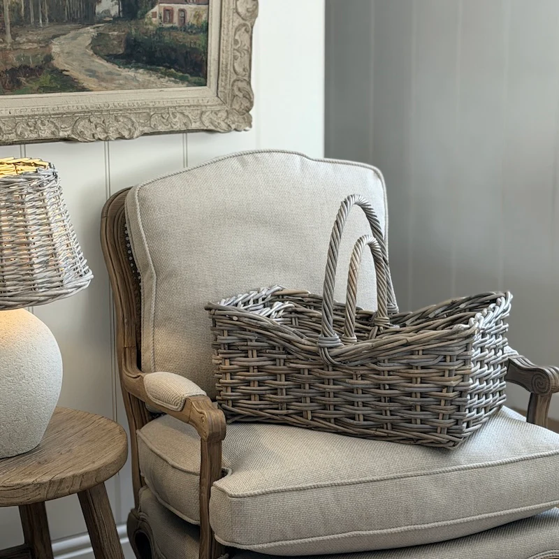 Handwoven Rectangle Wicker Baskets with Hoop Handle – Rustic Storage Set - Image 6