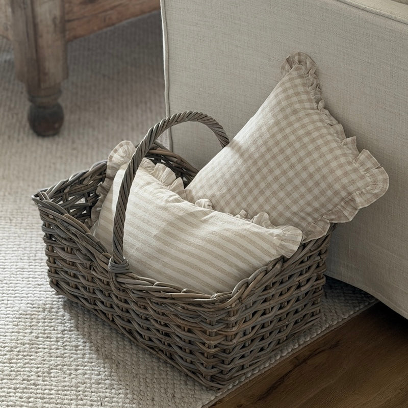Handwoven Rectangle Wicker Baskets with Hoop Handle – Rustic Storage Set - Image 8