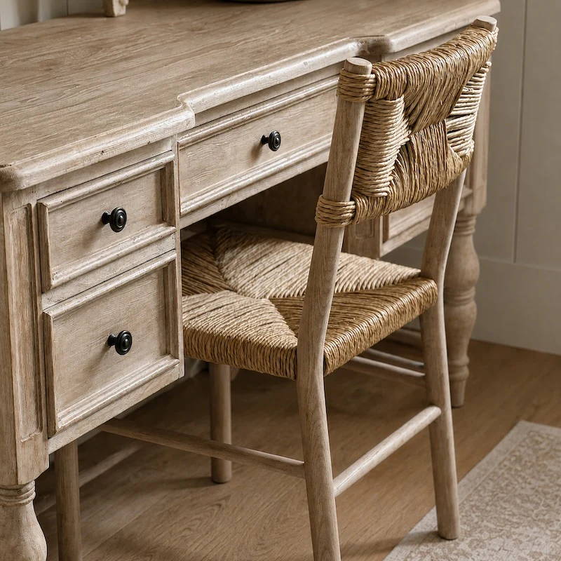 Handwoven Rush Seat Dining Chair - Image 4