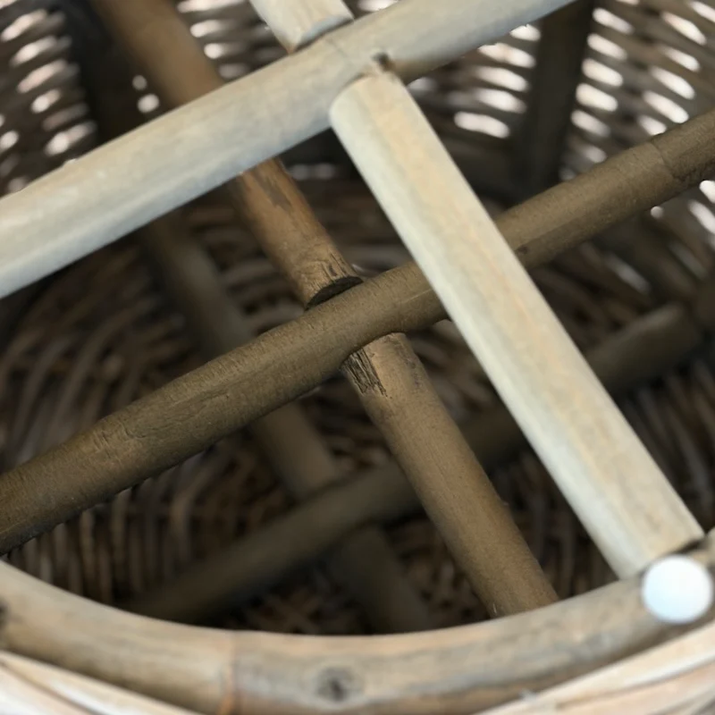 Handwoven Willow Drum Side Table – Natural Rustic Accent Stool - Image 4
