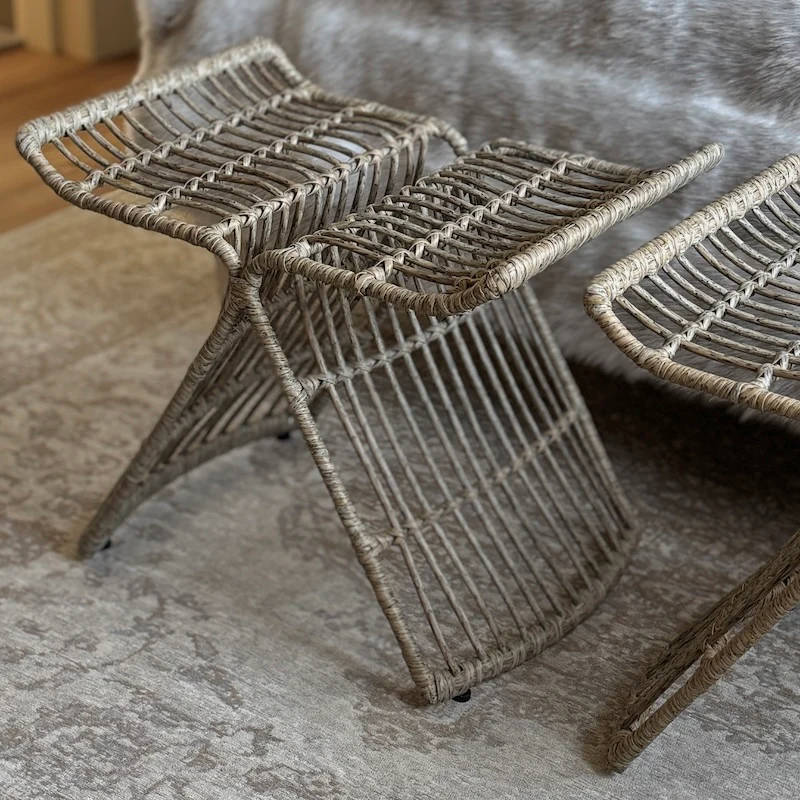 Helios Rattan Cross Frame Stool - Image 4